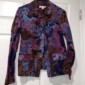 Coldwater Creek Purple and Blue Floral Blazer